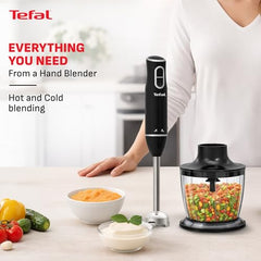 Tefal Easy Chef HB-GB 600W Hand Blender with 600 ml Chopper & Powelix Blades | Fast Blending & Chopping | Ergonomic Grip| Stainless Steel Foot| 2-Year Coverage