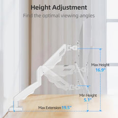 MOUNTUP Dual Monitor Stand for Desk, Monitor Arms for 2 Monitors 13-32 Inch | Holds 4.4-19.8lbs per Arm, VESA 75x75/100x100, Full Motion Monitor Mount for Home Office, C-Clamp & Grommet Base, Black