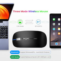 Verilux® Transparent Wireless Bluetooth Mouse with 2.4G USB-C & Bluetooth | [Battery Level Visible] Mouse for Laptop Wireless with 1600DPI Ergonomic Silent for Laptop Wireless, PC, iPad, IOS, Orange