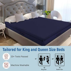 La Verne 100% Waterproof Premium Cotton Feel Mattress Protector Queen Size 78 x 60 Inches | Breathable and Hypoallergenic Ultra Soft Fitted Bed Protector Cover