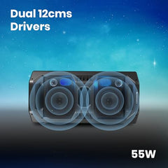 ZEBRONICS Space Deck Pro 55W Bluetooth Supporting Portable Speaker with USB,mSD Card,AUX,Built -in,LED Lights, TWS Function, Wireless Mic and Remote Control (Black)