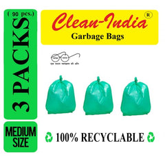 Clean India - Plastic Garbage Bags|6 Packs Of 30 Pcs | 19X21 Medium Disposable Garbage Trash Waste Dustbin Bags Of 54Cm X 48Cm (Ci19210008) - 180 Count