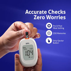 BPL Medical Technologies Glucose Meter Kit for Instant Accurate Blood Sugar Test at Home|Glucometer Machine, 10 Lancets, Lancing Devices & Vial of 110 (10+100) Diabetes Test Strips Combo