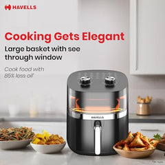 Havells Prolife Stellar Chef Smartchoice Air Fryer 5.5 Ltr|1500 Watts|See Through Window|Aerocrisp Tech: Rapid air circulation in every direction|Non Stick Silicon Coated Basket|2 Year Brand Warranty