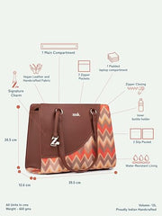 ZOUK Office Essential Bag | Jute | Vegan Leather Handcrafted Tote Bag With Double Handle Shoulder Strap | Bristel