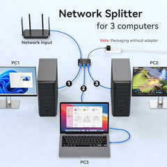 VEDINDUST LAN Splitter 1 to 4 1000 Mbps Aluminium LAN Switch Network Switch LAN Distributor Gigabit Ethernet Switch for Computers, Hubs, Switches, Router, Set-Top Box (with USB-C Power Cable)