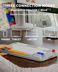 nuphy Kick75 Wireless Low Profile Mechanical Keyboard with Volume Knob,75% Hot Swappable Custom Keyboard,80 Keys RGB Backlit with PBT Keycaps,BT/2.4G/USB-C (Brown Nano Switch)