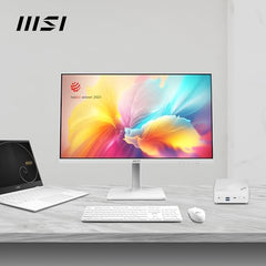MSI Modern MD272QXPW 27 Inch 2K WQHD Office Monitor - 2560 x 1440 IPS Panel, 100 Hz, Eye-Friendly Screen, DisplayHDR 400, Speakers, 4-Way Adjustable Stand, KVM-DP 1.2a, HDMI 2.0b, USB Type-C, White