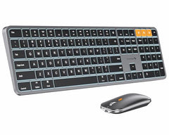 ProtoArc Backlit Bluetooth Keyboard Mouse for Mac, KM100-A Ultra Slim Wireless Keyboard Mouse for Mac, Rechargeable, Multi-Device for MacBook Pro, MacBook Air, iMac, iPhone, iPad, Space Gray