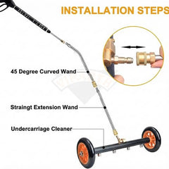 Viparth 16 Inch Dual-Function Undercarriage Pressure Washer | Underbody Car Wash, Bus | with 2 Piece Extension Wand | 4000 PSI | with 4 Spray Nozzle