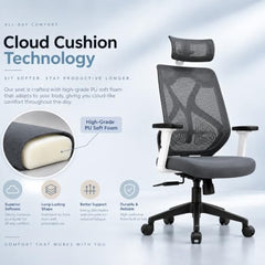 Oakcraft Hurricane Premium Ergonomic Office Chair | Dynamic 2D Lumbar Support | High-Back Executive Chair for Office, Home & Workstation