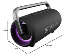 ZEBRONICS AXON 100 Portable Party Bluetooth Speaker, 90W RMS, Quad Drivers + Dual Passive Radiators, IPX5, Upto 6 Hours Playback, Rapid Charging, BT | USB | AUX | TWS, Fabric Finish, RGB, Deep Bass