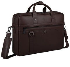 WildHorn Premium Leather Laptop Bag for Men | Handcrafted | Adjustable Shoulder Strap, Fits 15.6-Inch Laptop | Ideal for Office, Travel, Daily Use - 1 Year Warranty (WALNUT)