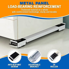 Heavy-Duty Adjustable Stand with Locking Casters for Fridge & Washer