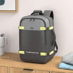 Gear Turbo 21"/45L Large Water Resistant Anti theft Laptop Backpack with Raincover | Backpack | Daypack |Briefcase | Travel Bag For Men/Women (Black - Grey)