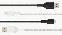 Belkin Apple Certified Lightning to USB A and Sync Tough Braided Cable for iPhone, iPad, Air Pods, 3.3 feet (1 meters) – White