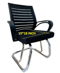 GOYALSON Visitor Chair Leather Back and Cushioned seat Chrome Base Suitable for Reception Home Conference Room Study Computer Restaurant Chair (1 Leather Back, z Black, Standard)