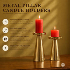 Behoma Handcrafted Golden Tea Light Candle Holders Set of 2 | Premium Metal & Glass Candle Stand | Centerpiece for Living Room, Coffee Tables & Home Decor Gift (Candles Not Included)