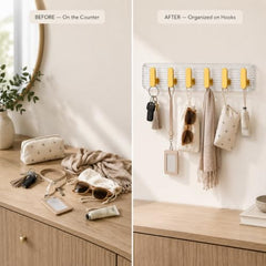 SIGNAMIO 6 Hook Shelf Adhesive Strip Wall Hanging Sticky Hook Black