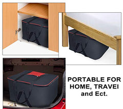 Storite 2 Pack Moisture Proof Nylon Underbed Storage Bag For Clothes Large | (54 x 46 x 28 cm) - BlackRed, Rectangular
