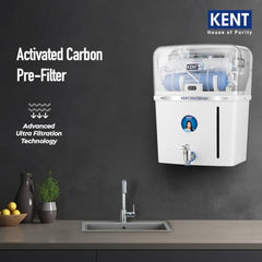 KENT Ultra Storage UV Water Purifier | Inline UV+UF Water Purification | Wall Mountable | 8L Storage | 60 L/hr Output | White