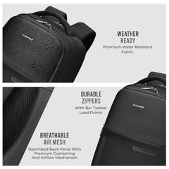 Gear Alpha 18.5”/28L Large Water Resistant Laptop Backpack | Travel Backpack | Casual Backpack for men/women (Black-Black)