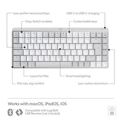 Logitech MX Mechanical Wireless Illuminated Performance Keyboard with Free Adobe Subscription, Linear Switches, Backlit Keys, Bluetooth, USB-C