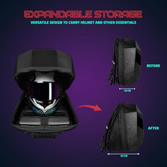 Hookaba Eye Rover LED Backpack 31L (Black) | Motorcycle Riding Bag With Programmable Screen | App Control & Water Resistant | Unisex Expandable Daypack For College, Travel, Laptop, Helmet