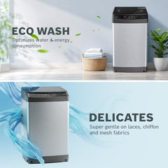 Bosch 7 kg 5 Star Fully Automatic Top Load Washing Machine,PowerWave Wash,Inbuilt Dual Lint Filter, Stainless Steel VarioDrum with 5 fin Pulsator, Water Save, Flex Drain, Dark Grey (WOE70AH0IN)