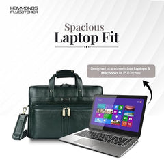 Hammonds Flycatcher Genuine Leather 15.6 Inch Laptop Office Bag for Men | 15.6” Padded Laptop Sleeve| 3 Zip Pockets| Detachable & Adjustable Strap| Pen,Wallet & Mobile Pocket |Durable|1 Year Warranty