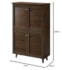 DeckUp Noordin 4-Door Shoe Rack (Walnut, Matte Finish)