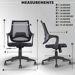 MRC Mono Ergonomic Office Chair (Mid-Back) – Revolving Breathable Mesh Desk Chair for Work from Home & Study–Lumbar Support & Heavy Duty Nylon Base (Grey & White)