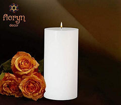Floryn Decor® Paraffin Wax Pillar Candle (Set of 6, 3 X 6 Inch, White) | Dripless | Smokeless | Unscented | Burning time- 60 hrs | Hand Poured | Christmas Candle