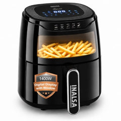 INALSA Air Fryer 4.2 ltr|1400 W with Air Crisp Technology|Temperature & Timer Control|8 Preset Menu & Digital Display|Air fry, Bake,Roast,Reheat,Dehydrate|Airfryer Recipe book(Tasty Fry Digital)