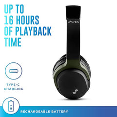 URBN Thump 550 Bluetooth 5.4 Wireless On Ear Headphone | HD Sound | Deep Bass | in-Built Mic | Type-C Charging | Foldable | Aux | Micro SD Card | 1 Year Replacement Warranty (Camo)