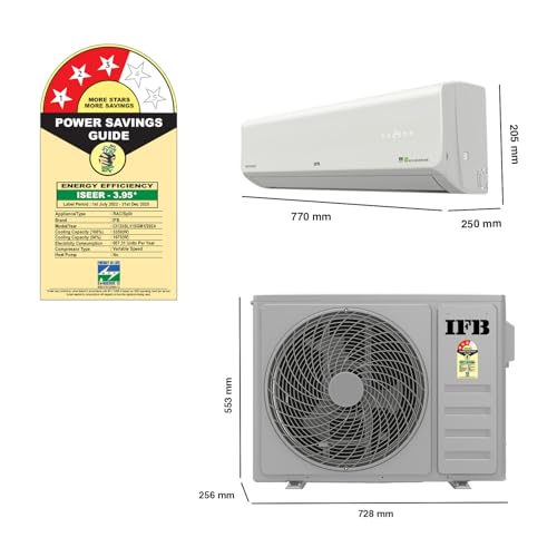 IFB 2025 Model Silver Plus Smart Series 1 Ton 3 Star In-built Wifi Split AC with HD Compressor, AI, Dual Gold Fin & 8-in-1 Flexi Mode - White (CI133SL11SGM1, Copper Condenser)