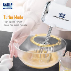 KENT 150W, 5 Speed Control, Copper Motor, Multiple Beaters, Overheating Protection, Food Grade Plastic Body Hand Blender (White)