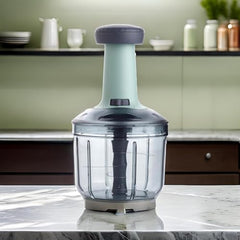 Xmart India Chopper for Kitchen Use, 900ml Push Chopper with 5 Blades, Vegetable Cutter Kitchen Accessories Items for Home Cutting Vegetables, Onion, Ginger, Garlic, Salad, Tomato, Potato (Pista)