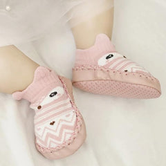 MOMISY Anti-Skid leather soled Shoe Socks for Baby Boys and Baby Girls-12 to 18 months, Medium, Pink