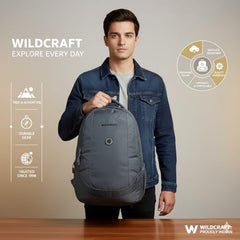Wildcraft Polyester Stylish 25.6 Liters Multi-Colour 4 Compartment Laptop Backpack (Black)