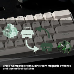 MONSGEEK FUN60 Pro Rapid Trigger Gaming Keyboard 16k Scan Rate SP Magnetic Switch HE Keyboard Wired 60% Black Shine-Through (Glare Magnetic Switch)