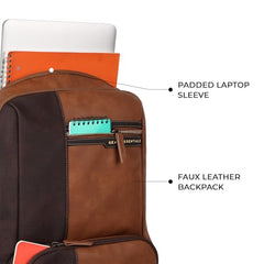 Gear Vintage 4 19"/29L anti theft faux leather Medium Water Resistant Laptop Backpack/Casual Backpack/Daypack/Travel Backpack/College Bag For Men/Women(Pitch Black-Black)