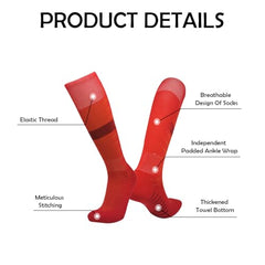 MOMISY Soccer Football Athletic Sports knee High Cotton Blend Socks for Men & Women | Odour Free, Superior Grip-Pack of 1 (Stripe Red)