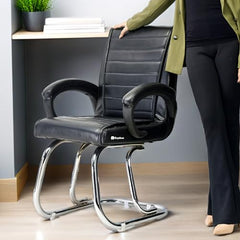 RATISON Special Director Principal Manager Office Visitor with arm Rest with Double Pipe Frame and Cushioned seat Back (2, Black, Double Pipe Frame)