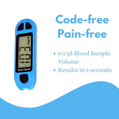 Glucospark Bare Glucose Monitoring Device With Packaging With Shipping Cost Included (No Strips, No Lancets And No Lancing Device) (B-Arm), Blue