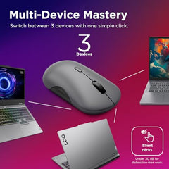 Lenovo 700 Multi-Device Wireless Silent Mouse, Bluetooth 5.3 or USB-A 2.4Ghz, Upto 5million Button clicks, 4000 DPI, Soft Touch Grip, Programmable Buttons, Dynamic Scroll Wheel, Seashell