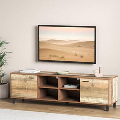 DeckUp Soneva Engineered Wood TV Unit (Wotan Oak & White, Matte Finish)
