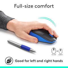 Logitech M190 Wireless Mouse,Full Size Ambidextrous Curve Design, 18-Month Battery with Power Saving Mode, USB Receiver, Precise Cursor Control + Scrolling, Wide Scroll Wheel, Scooped Buttons -Blue