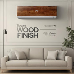 Godrej 1.5 Ton 3 Star, 5 Years Comprehensive Warranty, AI powered, 5-In-1 Convertible Cooling, 4 Way Air Swing, Wood Finish, Inverter Split AC (Copper, AC 1.5T SIC 18VTC3 WYB TK, Teak Wood)