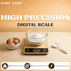 RARECARE Kitchen Weight Machine For Home | Electronic Weighing Machine for Food | Tare Function 1 Year Warranty | Dual Weight Setting | Weighing Scale For Kitchen | Model - Ounce, Black